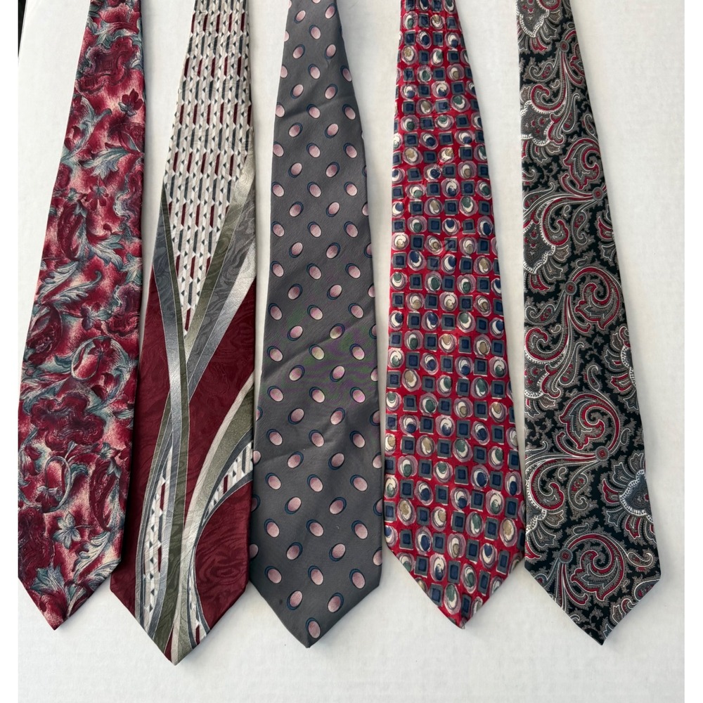 Vintage Silk Tie Lot 5pc Karl Lagerfeld Don Loper Cervino Paisley Polka Dot Men